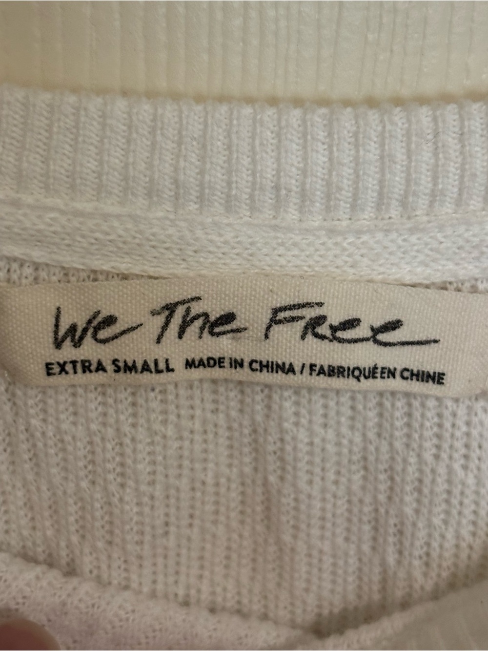 We The Free Textured White Top Multicolor Striped Sleeves XS summer sweater - Picture 8 of 8